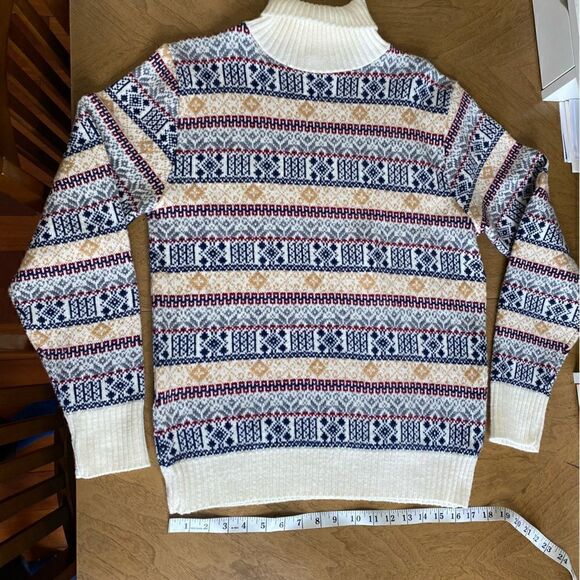 Vintage Acrylic Fair Isle Style Turtleneck Sweater Size M - Picture 8 of 8